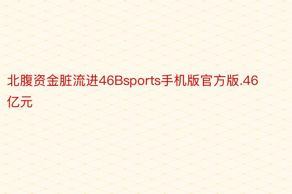 北腹资金脏流进46Bsports手机版官方版.46亿元