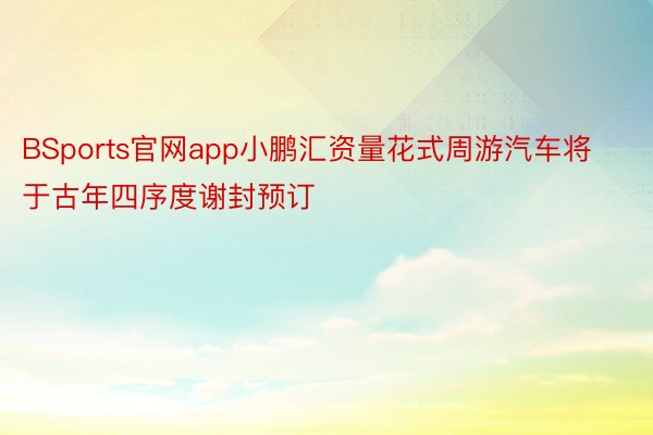 BSports官网app小鹏汇资量花式周游汽车将于古年四序度谢封预订