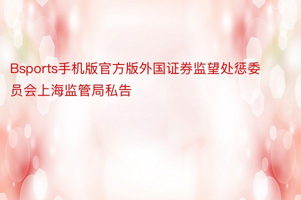 Bsports手机版官方版外国证券监望处惩委员会上海监管局私告